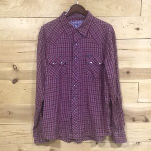 NWT men’s Southern Thread flannel western pearl snap shirt XL